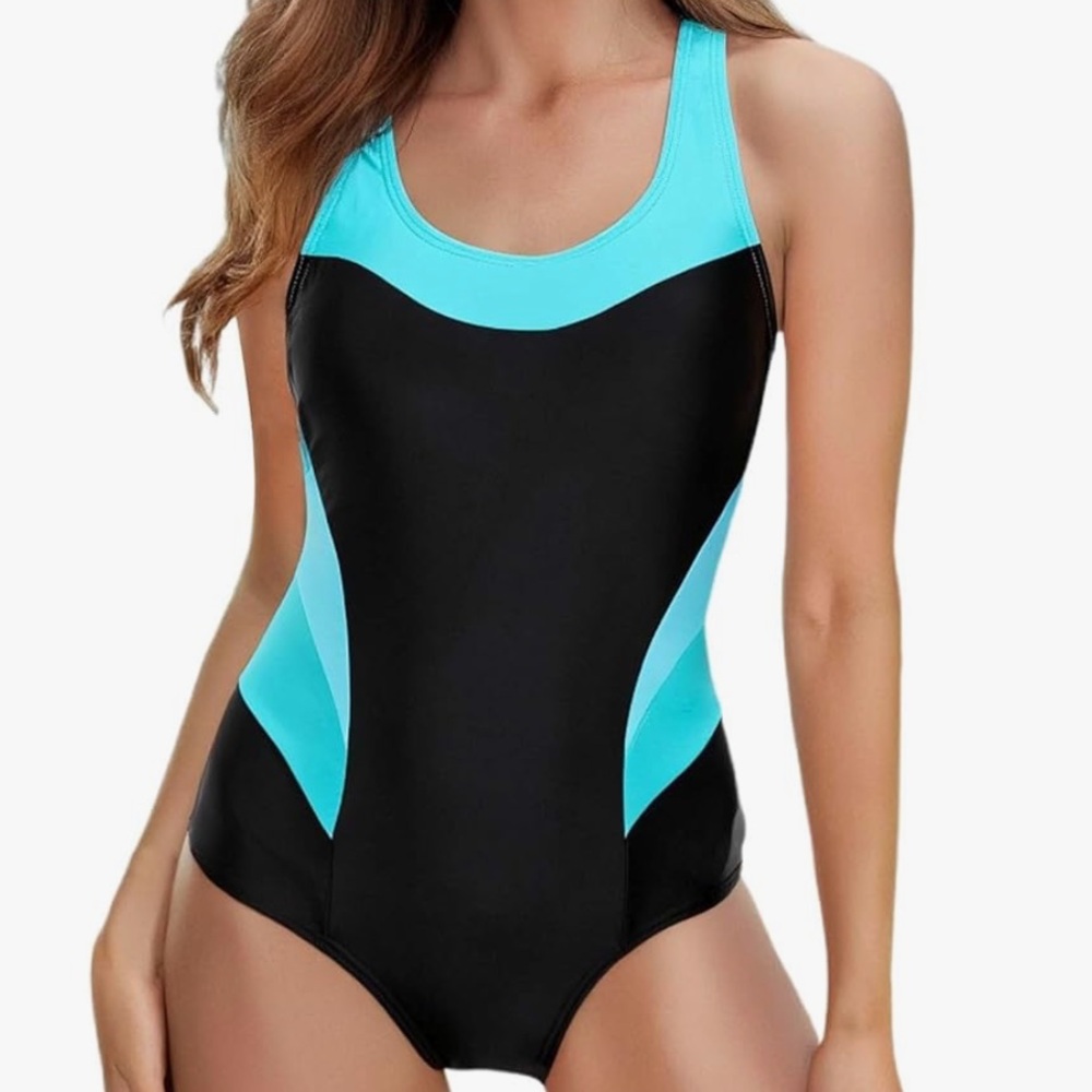 NWOT Women One Piece Swimsuit Sporty Modest Beach Tummy Control Bathing Suit XL